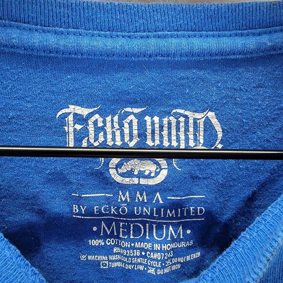 Ecko Unltd MMA Mens Size M Blue Spellout Graphic T Shirt Tee - Picture 5 of 8